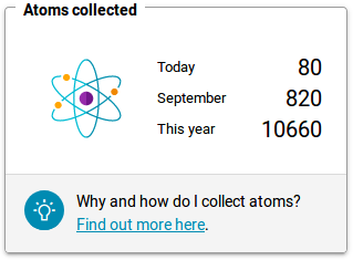 Counter keeping track of how many atoms you've collected.