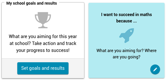Elements from the learner's dashboard encouraging them to set goals.